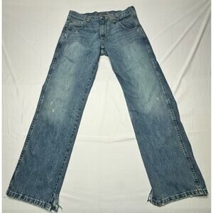 Wrangler Men's Distressed Straight Leg Blue Denim Jeans - Size 32x33 *READ*